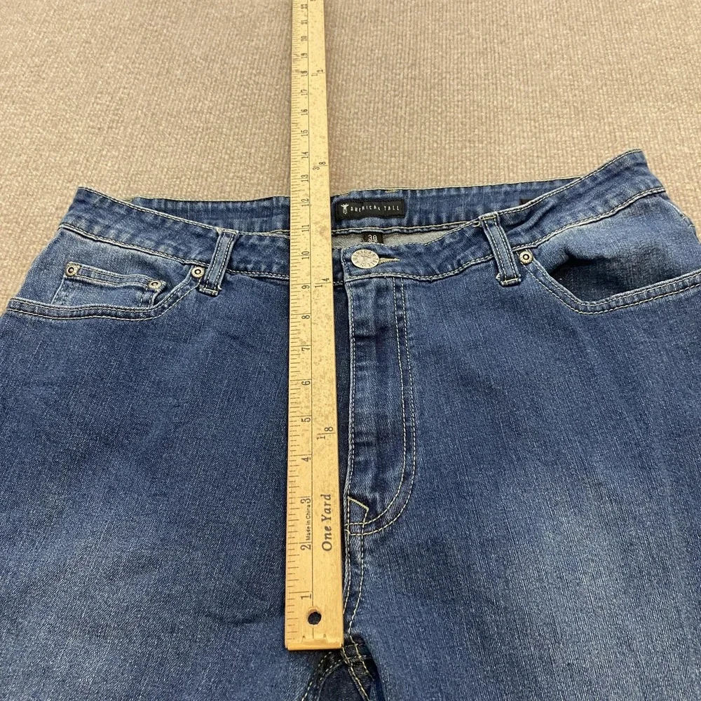 American Tall Jeans Mens 38x36 Blue Medium Wash Relaxed Straight Stretch Denim